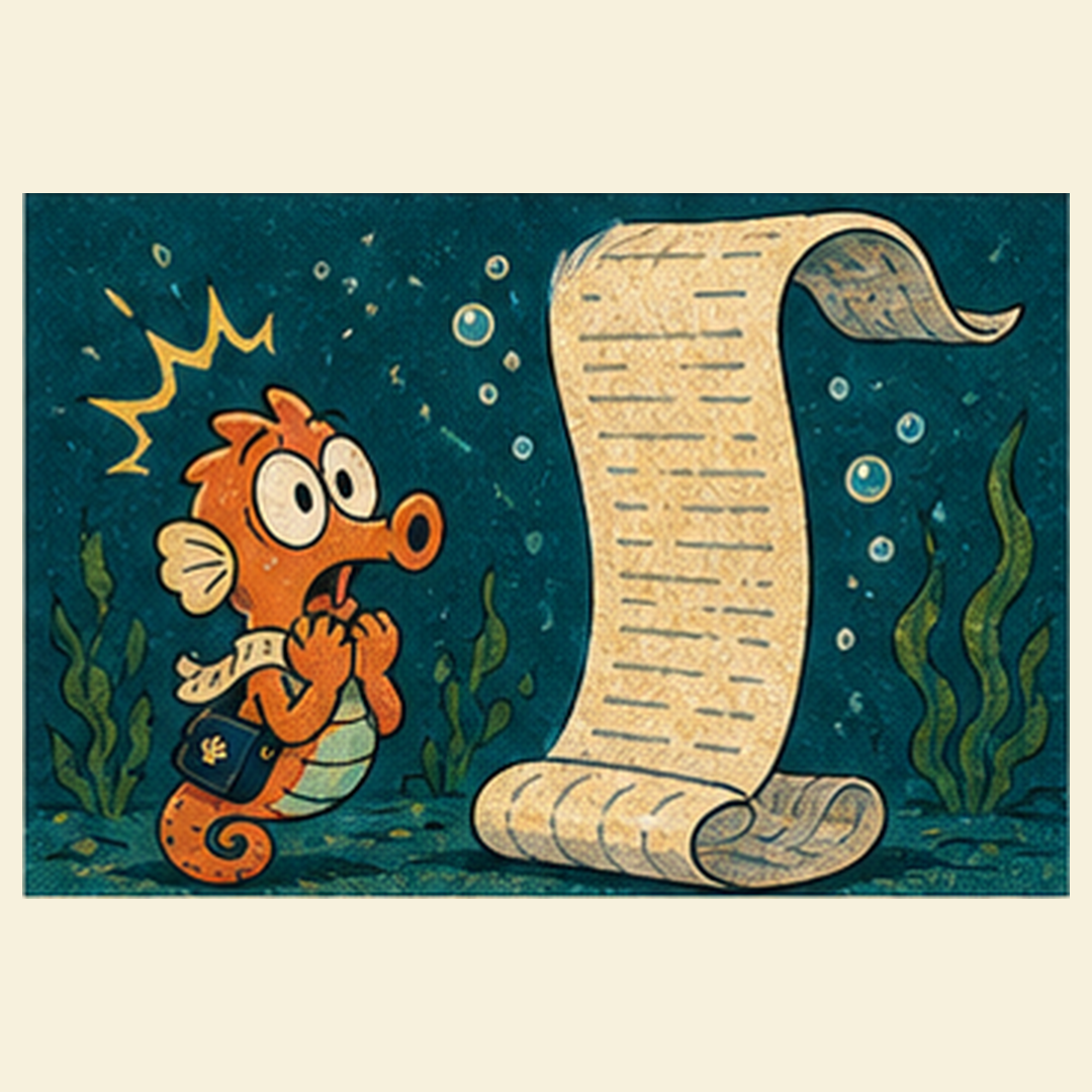 Kelpip shocked by a receipt longer than an ocean trench.